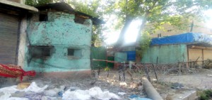 The CRPF camp at Janglat Mandi in Anantnag, which was attacked by militants on Tuesday.  -Excelsior/Sajad Dar