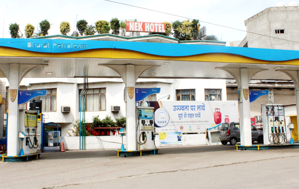 A petrol pump closed in Jammu on Thursday.
