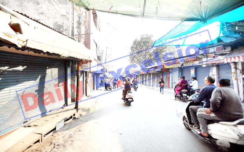 A market of Jammu city closed on Thursday evening.  -Excelsior/Rakesh