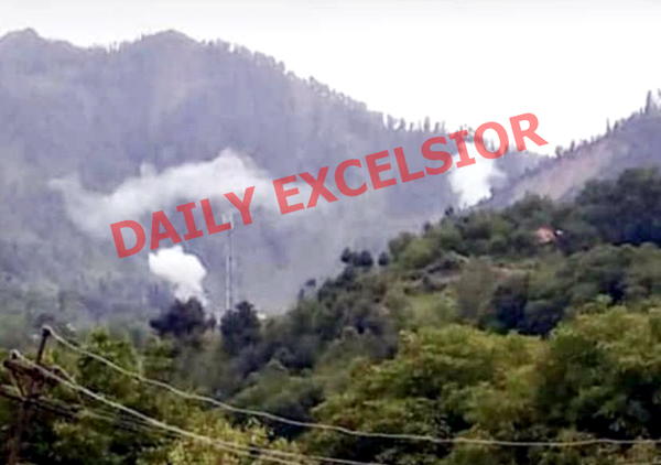 Mortar shells explode in Uri sector on Friday. —Excelsior/Aabid Nabi