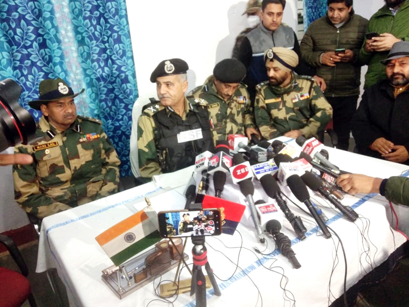 IG BSF Jammu Frontiers N S Jamwal speaking to media in Hiranagar on Saturday.-Excelsior/ Nischant