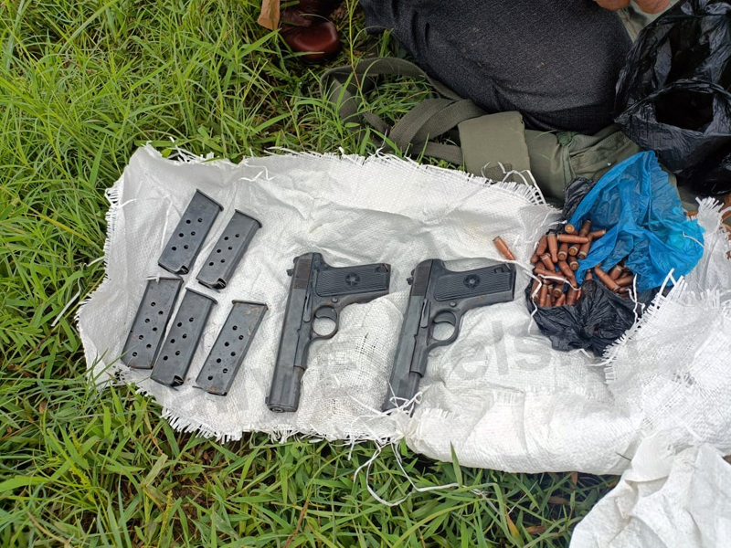 Arms and ammunition recovered in Samba on Friday. -Excelsior/Nischant