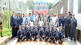 Students at the flag off ceremony for the tour to Mumbai and Pune under operation Sadbhavana.