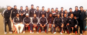 Jubilant J&K Ranji Trophy team posing alongwith support staff after qualifying for QFs at Agartala in Tripura on Thursday Jubilant J&K Ranji Trophy team posing alongwith support staff after qualifying for QFs at Agartala in Tripura on Thursday