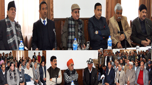 Deputy Chief Minister Tara Chand and others interacting with delegations at Jammu on Wednesday.