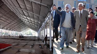 Governor NN Vohra and JU VC Prof MPS Ishar inspecting arrangements for Indian Science Congress at JU on Friday. Governor NN Vohra and JU VC Prof MPS Ishar inspecting arrangements for Indian Science Congress at JU on Friday.