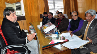 Minister for Forest and Environment, Mian Altaf Ahmed chairing a meeting on Friday.