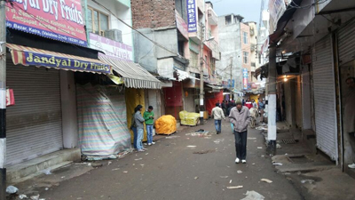 A deserted view of main market in Katra. A deserted view of main market in Katra.