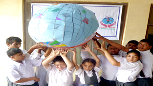 The deaf, dumb and mentally challenged children of Sahyog India celebrating Earth Day on Tuesday.