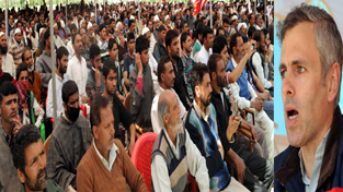 Chief Minister Omar Abdullah addressing election rally at Rafiabad on Tuesday. -Excelsior/ Amin War Chief Minister Omar Abdullah addressing election rally at Rafiabad on Tuesday. -Excelsior/ Amin War