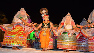 A cultural programme being presented by artists at Mubarak Mandi on Tuesday.