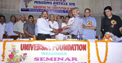 Dr Jitendra Singh being felicitated by Universal Foundation at Jammu on Sunday. -Excelsior/Rakesh Dr Jitendra Singh being felicitated by Universal Foundation at Jammu on Sunday. -Excelsior/Rakesh