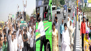 Advocates holding a protest demonstration during Jammu bandh, a bandh supporter damaging a matador and people walking on Tawi bridge in the absence of transport on Monday. -Excelsior/Rakesh Advocates holding a protest demonstration during Jammu bandh, a bandh supporter damaging a matador and people walking on Tawi bridge in the absence of transport on Monday. -Excelsior/Rakesh
