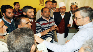 Chief Minister Omar Abdullah interacting with a deputation at Srinagar on Saturday. Chief Minister Omar Abdullah interacting with a deputation at Srinagar on Saturday.