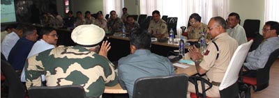 DGP K Rajendra reviewing arrangements for sports week during a meeting in Srinagar. DGP K Rajendra reviewing arrangements for sports week during a meeting in Srinagar.