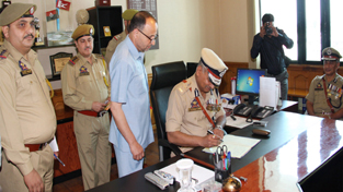 Director General of Police K Rajendra Kumar after assuming office of J&K Police at Srinagar on Monday. Director General of Police K Rajendra Kumar after assuming office of J&K Police at Srinagar on Monday.