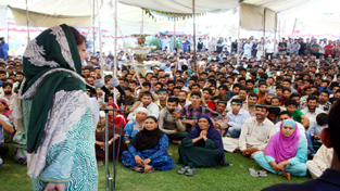 PDP president Mehbooba Mufti addressing youth convention at Ganderbal on Sunday. PDP president Mehbooba Mufti addressing youth convention at Ganderbal on Sunday.