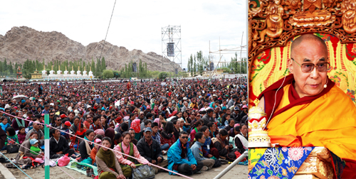 Buddhist spiritual leader, Dalai Lama addressing inaugural function of Kalachakra initiation at Choglamsar near Leh on Thursday.