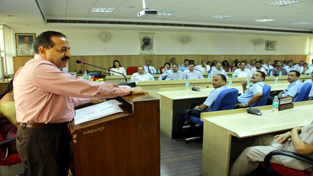 Dr Jitendra Singh delivering inaugural address at the advanced professional programme for IAS and allied services officers at New Delhi on Tuesday. Dr Jitendra Singh delivering inaugural address at the advanced professional programme for IAS and allied services officers at New Delhi on Tuesday.