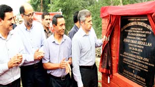 Chief Minister Omar Abdullah laying foundation stone of STP on Tuesday. Chief Minister Omar Abdullah laying foundation stone of STP on Tuesday.