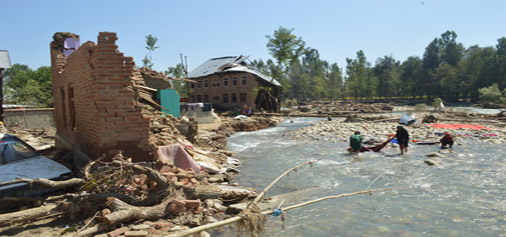 A view of flood affected village Kalam gung in Kulgam,Kashmir- Excelsior/Sajad