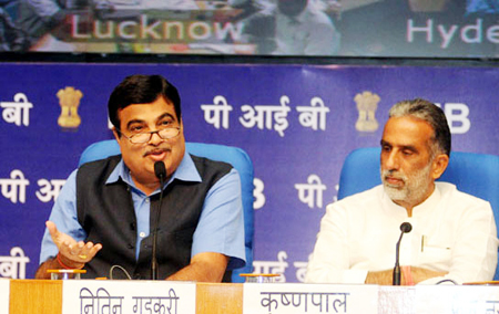 Union Minister for Road Transport & Highways and Shipping, Nitin Gadkari briefing the media, in New Delhi on Monday. Union Minister for Road Transport & Highways and Shipping, Nitin Gadkari briefing the media, in New Delhi on Monday.