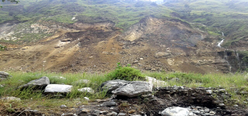 A portion of the National Highway completely washed away in landslides at Ramsu.