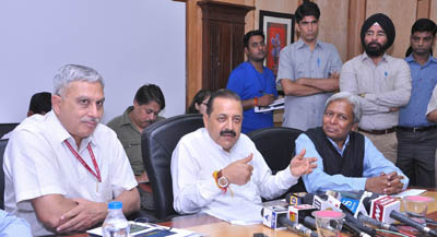 Union Minister Dr Jitendra Singh talking to media persons on Monday. Union Minister Dr Jitendra Singh talking to media persons on Monday.