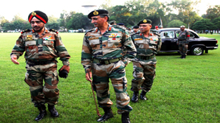 Army Commander K J Singh arriving at Tiger Division. Army Commander K J Singh arriving at Tiger Division.