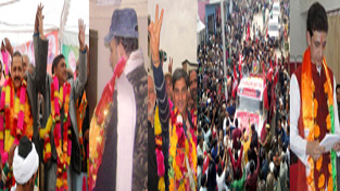 Union MoS in PMO Dr Jitendra Singh along with BJP candidate Dileep Parihar in Bhaderwah, Neeraj Manhas (NPP), Mehboob Iqbal (PDP), NC rally in Doda and Dileep Parihar (BJP) filing papers in Doda and Kishtwar districts on Monday. -Excelsior/Tilak Raj Union MoS in PMO Dr Jitendra Singh along with BJP candidate Dileep Parihar in Bhaderwah, Neeraj Manhas (NPP), Mehboob Iqbal (PDP), NC rally in Doda and Dileep Parihar (BJP) filing papers in Doda and Kishtwar districts on Monday. -Excelsior/Tilak Raj