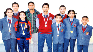 Students of Crescent Public School, Janipur, Jammu, who blossomed in the recently held Sanda Cup Wushu Championship. Fiza Khan bagged gold, Radhika Dutta claimed silver and the bronze medal went to Kartik Basan, Meenakshi Basan and Fiaaz Choudhary. Students of Crescent Public School, Janipur, Jammu, who blossomed in the recently held Sanda Cup Wushu Championship. Fiza Khan bagged gold, Radhika Dutta claimed silver and the bronze medal went to Kartik Basan, Meenakshi Basan and Fiaaz Choudhary.