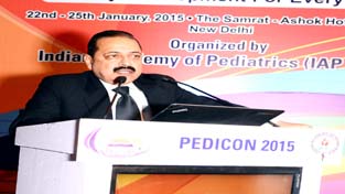 Union Minister and nationally renowned Diabetologist Dr Jitendra Singh delivering valedictory address at the 52nd Annual National Conference of Indian Academy of Pediatrics (PEDICON 2015), at New Delhi on Sunday. Union Minister and nationally renowned Diabetologist Dr Jitendra Singh delivering valedictory address at the 52nd Annual National Conference of Indian Academy of Pediatrics (PEDICON 2015), at New Delhi on Sunday.