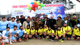 DIG Jammu, Shakeel A Beig inaugurating 3rd Christmas Soccer Championship at Science College Football Ground in Jammu on Sunday.