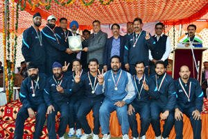 Jubilant BBMB team posing along with chief guest S K Sharma and other dignitaries after winning volleyball title. Jubilant BBMB team posing along with chief guest S K Sharma and other dignitaries after winning volleyball title.