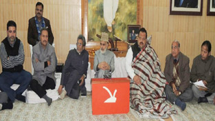 NC general secretary Ali Mohammad Sagar at a party meeting at Jammu on Wednesday. NC general secretary Ali Mohammad Sagar at a party meeting at Jammu on Wednesday.