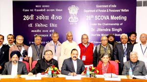 Union Minister Dr. Jitendra Singh chairing a meeting of Standing Committee of Voluntary Agencies of Pensioners (SCOVA) at New Delhi on Tuesday. Union Minister Dr. Jitendra Singh chairing a meeting of Standing Committee of Voluntary Agencies of Pensioners (SCOVA) at New Delhi on Tuesday.
