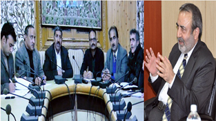 Chief Secretary Iqbal Khandey chairing a meeting at Jammu on Friday.