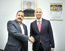 The new Canadian Ambassador, Nadir Patel,who happens to be of Indian origin, calling on Union Minister Dr Jitendra Singh at his Parliament House Office in New Delhi on Monday. The new Canadian Ambassador, Nadir Patel,who happens to be of Indian origin, calling on Union Minister Dr Jitendra Singh at his Parliament House Office in New Delhi on Monday.