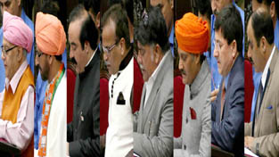 Newly nominated members-Ashok Khajuria, S M Ambardar, Ajatshatru Singh, Romesh Arora, Khurshid Alam, Vikramaditya Singh, Zaffar Manhas and Saif-ud-Din Bhat taking oath in Legislative Council on Friday. -Excelsior/ Rakesh Newly nominated members-Ashok Khajuria, S M Ambardar, Ajatshatru Singh, Romesh Arora, Khurshid Alam, Vikramaditya Singh, Zaffar Manhas and Saif-ud-Din Bhat taking oath in Legislative Council on Friday. -Excelsior/ Rakesh