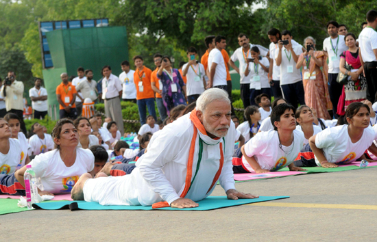 Image result for yoga with modi in delhi