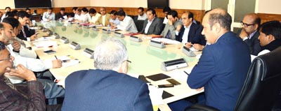 Minister for Law, Syed Basharat Bukhari reviewing progress of post-flood rehabilitation and reconstruction in a meeting at Srinagar on Friday. Minister for Law, Syed Basharat Bukhari reviewing progress of post-flood rehabilitation and reconstruction in a meeting at Srinagar on Friday.