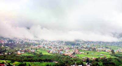Panoramic view of Bhaderwah valley during rainfall on Sunday. (UNI)