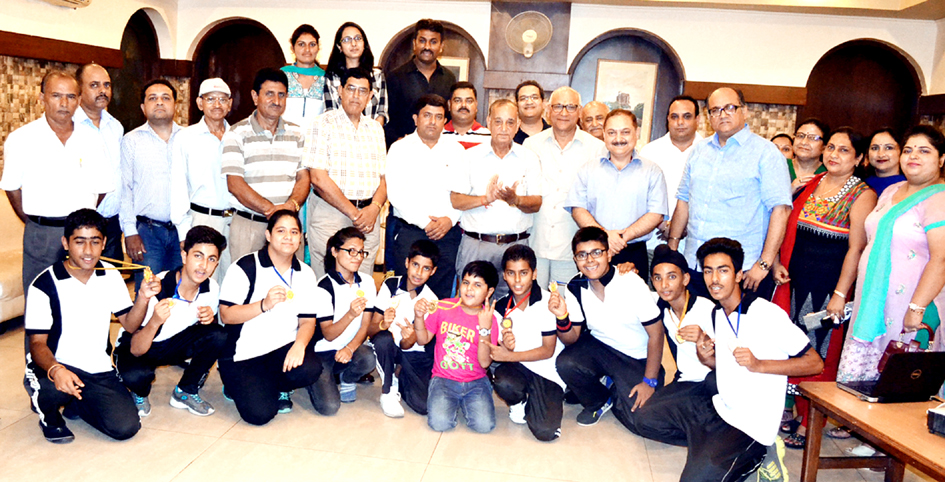 State Taekwondo team posing for a group photograph before leaving for Hyderabad. State Taekwondo team posing for a group photograph before leaving for Hyderabad.
