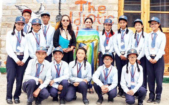 Minister of State for Education Priya Sethi posing alongwith students during her visit to Leh on Saturday. Minister of State for Education Priya Sethi posing alongwith students during her visit to Leh on Saturday.
