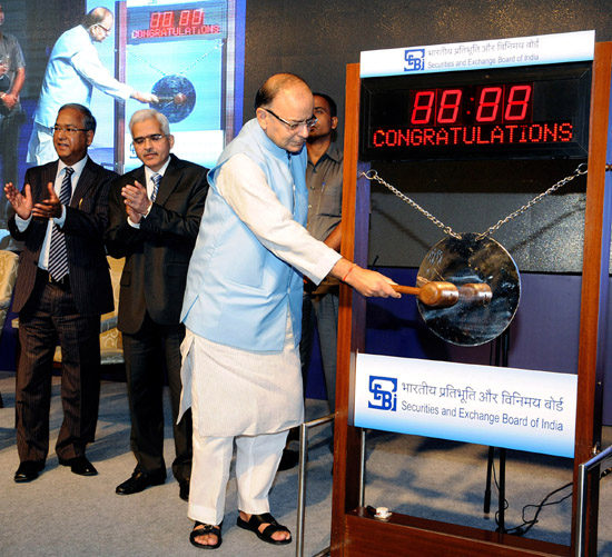 Union Finance Minister Arun Jaitley at a function to mark the merger of Forward Markets Commission with Securities and Exchange Board of India (SEBI), in Mumbai on Monday. (UNI) Union Finance Minister Arun Jaitley at a function to mark the merger of Forward Markets Commission with Securities and Exchange Board of India (SEBI), in Mumbai on Monday. (UNI)