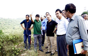Divisional Commissioner, Dr Pawan Kotwal during his visit to Ropeway Project site at Shahbad on Wednesday. Divisional Commissioner, Dr Pawan Kotwal during his visit to Ropeway Project site at Shahbad on Wednesday.