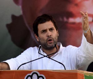 Congress vice president Rahul Gandhi addressing an election rally in Areraj town in East Champaran district in Bihar on Monday. (UNI) Congress vice president Rahul Gandhi addressing an election rally in Areraj town in East Champaran district in Bihar on Monday. (UNI)