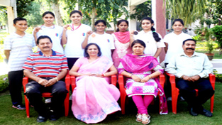 The team of Govt. College for Women, Gandhi Nagar, Jammu, which clinched the Inter-College Yoga Trophy for the session 2015-2016. Nisha Kumari won gold, Roshni Devi bagged silver, while Nageena Choudhary and Shikhi Sambyal claimed bronze. Also seen in the picture are Principal, Dr. Kiran Bakshi, Dr. Surinder Kumar, Prof. Babita Jamwal and Physical Director, Sumnesh Sharma.