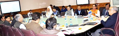 Chief Secretary, BR Sharma chairing a meeting at Srinagar on Wednesday. Chief Secretary, BR Sharma chairing a meeting at Srinagar on Wednesday.