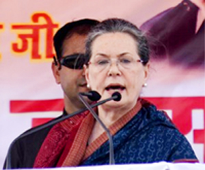 Congress president Sonia Gandhi addressing an election rally in Buxar on Saturday. (UNI ) Congress president Sonia Gandhi addressing an election rally in Buxar on Saturday. (UNI )